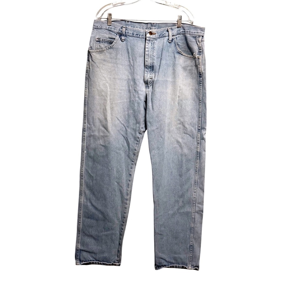 Rustler Mens Regular Fit Straight Leg Light Wash Denim Jeans Blue 38x32